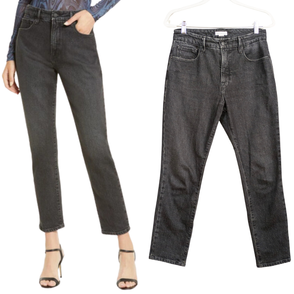 GOOD AMERICAN Good Classic High Waist Ankle Slim Jeans in Black 159 Women's 27